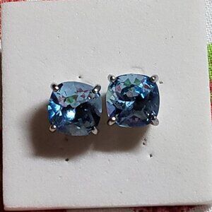 Sky Blue Swarovski Crystal Sterling Silver Stud Earrings